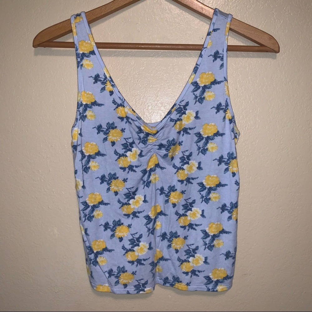 American eagle soft and sexy blue and yellow size small flower crop tank top